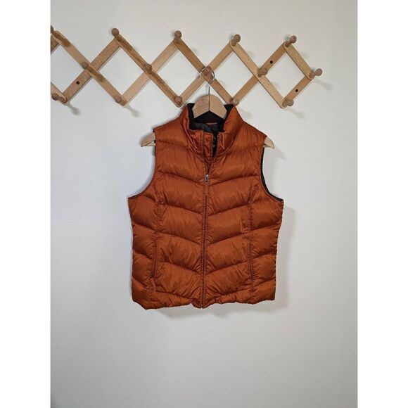 Eddie Bauer Copper Goose Down Chevron Quilted Zip Up Vest - Size L - Picture 1 of 8